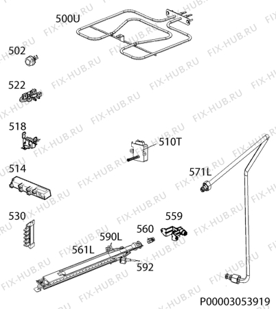 Взрыв-схема плиты (духовки) Electrolux EKG61300OX - Схема узла Functional parts