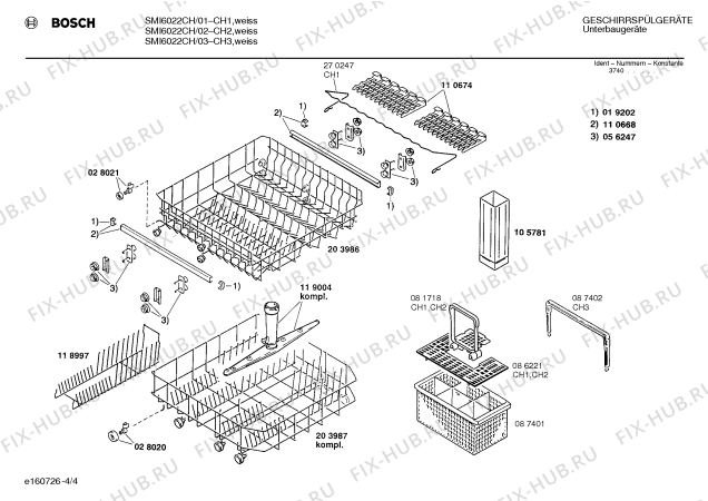 Взрыв-схема посудомоечной машины Bosch SMI6022CH SMI6022 - Схема узла 04