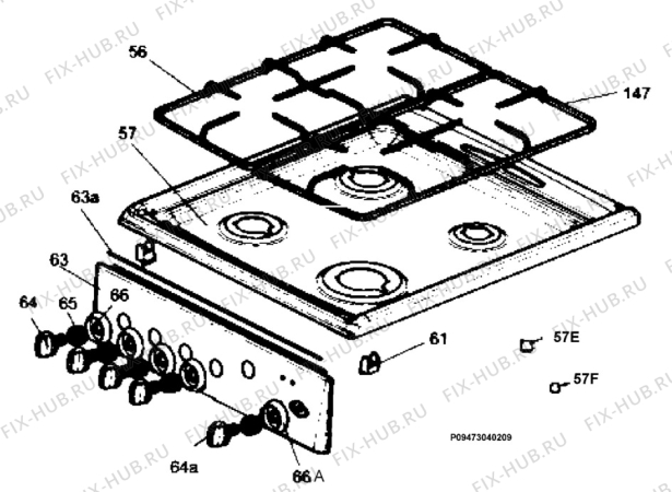 Взрыв-схема плиты (духовки) Electrolux EKK510100W - Схема узла Section 4