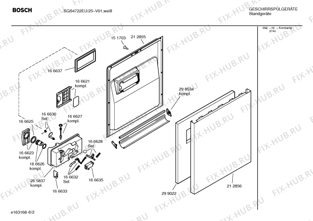 Взрыв-схема посудомоечной машины Bosch SGS4722EU Balance - Схема узла 02