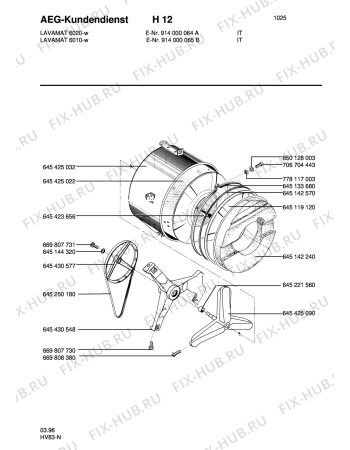 Взрыв-схема стиральной машины Aeg LAV6010 - Схема узла Tub and drum