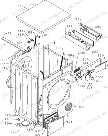 Схема №1 D72326RD (309511, SPK2) с изображением Обшивка для стиральной машины Gorenje 309758