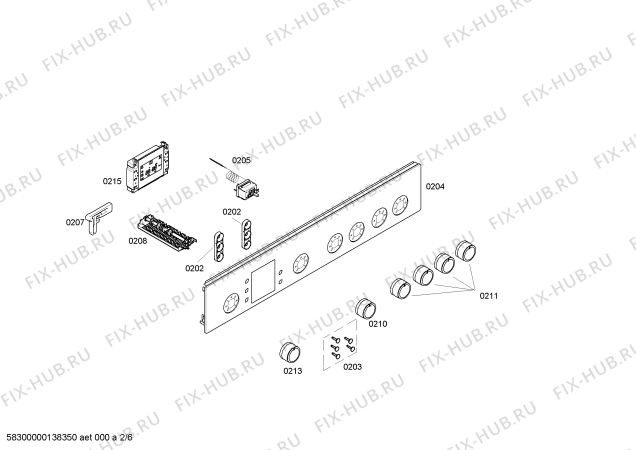 Схема №2 3CGX468B с изображением Панель управления для духового шкафа Bosch 00662329