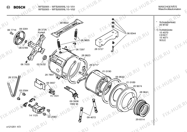 Схема №1 WFB2005NL с изображением Панель управления для стиралки Bosch 00296534