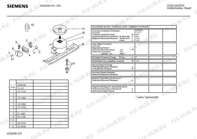 Взрыв-схема холодильника Siemens KS23G01 - Схема узла 02