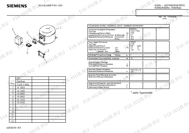 Взрыв-схема холодильника Siemens KU14L440FF - Схема узла 03