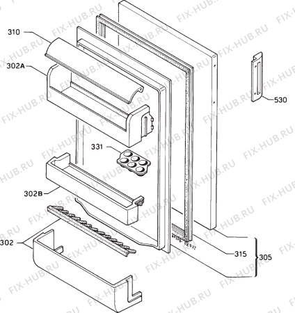 Взрыв-схема холодильника Zanussi ZFC153S - Схема узла Door 003