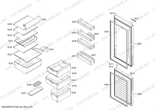 Схема №1 KG39NVW31 с изображением Дверь для холодильника Siemens 00712856