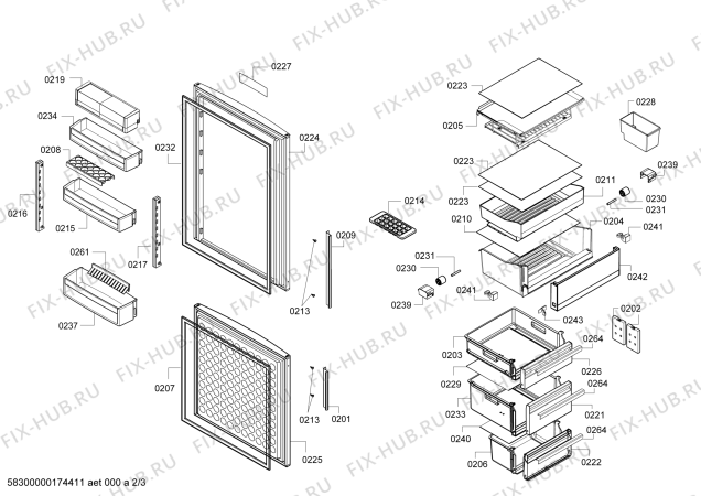 Схема №1 KG49EAI42 Siemens с изображением Ручка двери для холодильника Siemens 00753866