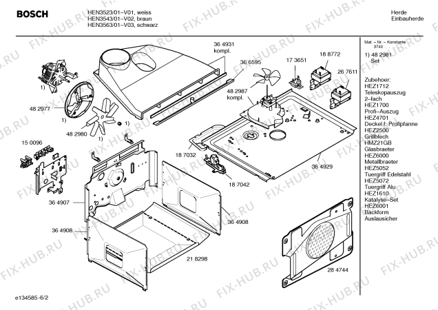 Схема №2 HEN3543 с изображением Инструкция по эксплуатации для плиты (духовки) Bosch 00581330