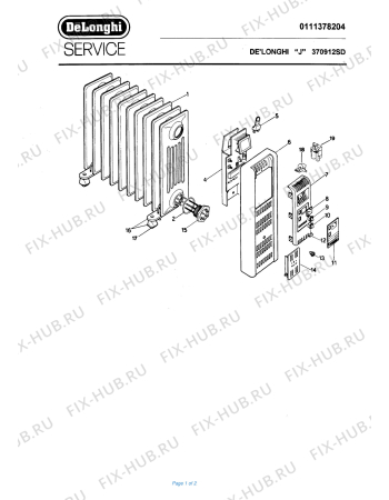 Схема №1 370912SD с изображением Другое для электрообогревателя DELONGHI 534494