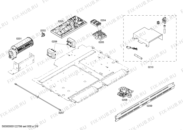 Схема №2 PODC302 с изображением Дисплей для электропечи Bosch 00664077