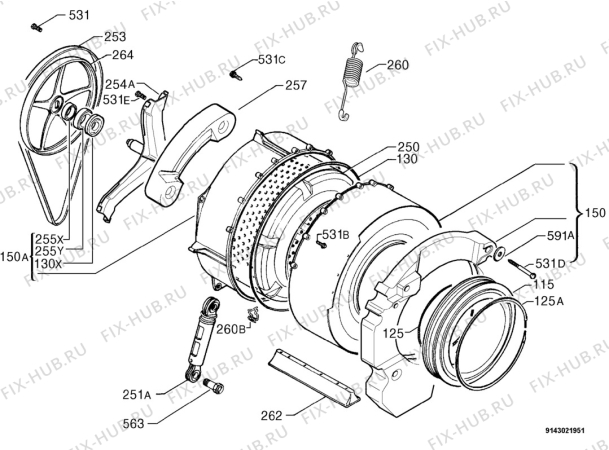 Взрыв-схема стиральной машины Aeg Electrolux L12620 - Схема узла Functional parts 267