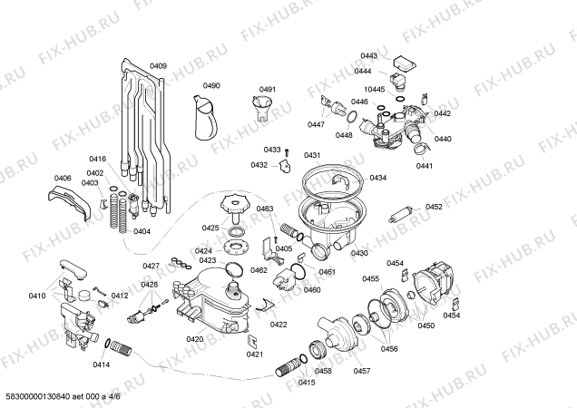 Взрыв-схема посудомоечной машины Bosch SRV45T53EU - Схема узла 04
