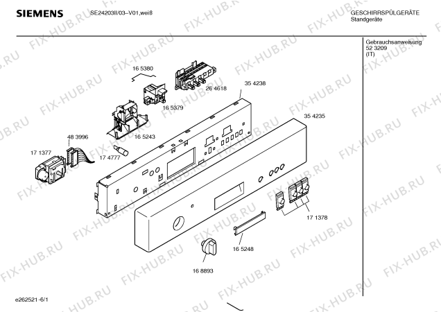 Схема №1 SE24203II с изображением Инструкция по эксплуатации для электропосудомоечной машины Siemens 00523209