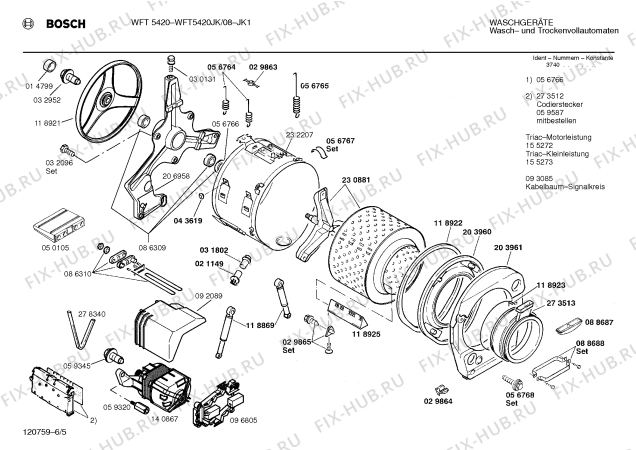 Взрыв-схема стиральной машины Bosch WFT5420JK WFT5420 - Схема узла 05