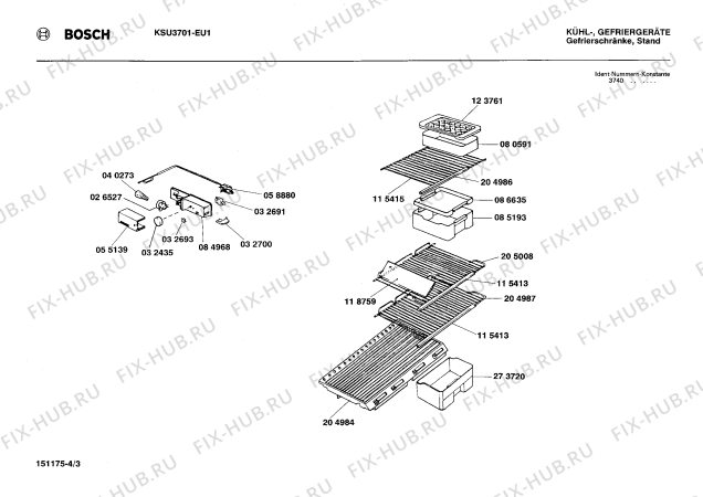 Взрыв-схема холодильника Bosch KSU3701 - Схема узла 03