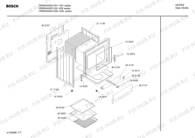 Схема №2 HSW242APL Bosch с изображением Инструкция по установке и эксплуатации для духового шкафа Bosch 00585697