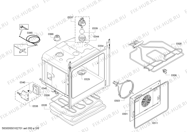 Взрыв-схема плиты (духовки) Bosch HBG36B660 - Схема узла 03