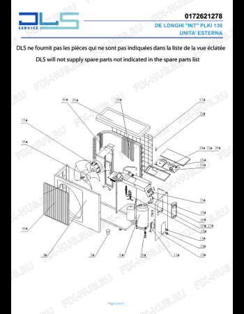 Схема №1 PLKI 130 с изображением Кулер наружного блока для климатотехники DELONGHI GR10333502