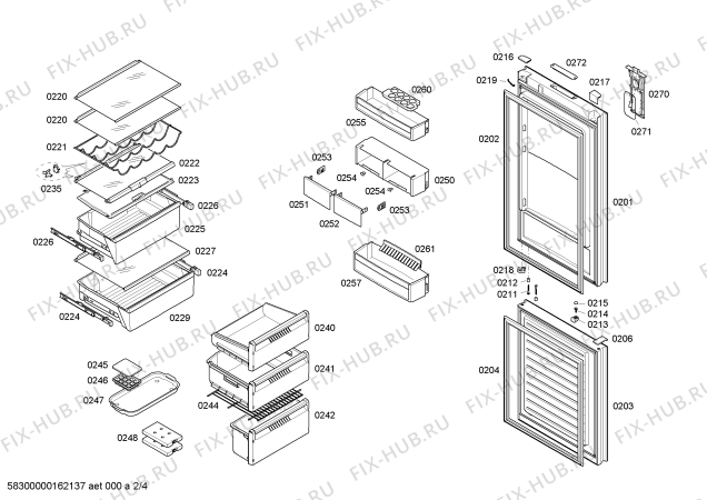 Схема №2 KG36NS51 с изображением Дверь для холодильной камеры Siemens 00710797