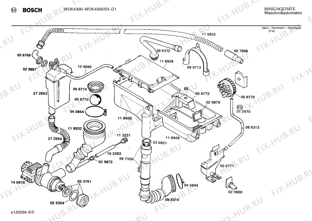 Взрыв-схема стиральной машины Bosch WUK4300 - Схема узла 05