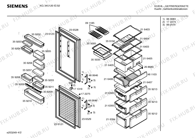 Схема №2 KG36S120IE с изображением Дверь для холодильника Siemens 00236528