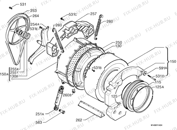 Взрыв-схема стиральной машины Arthurmartinelux AWN1618 - Схема узла Functional parts 267