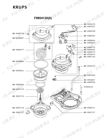 Взрыв-схема кофеварки (кофемашины) Krups F8804120(0) - Схема узла TP001856.9P3