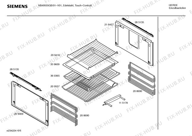Схема №2 HB49555GB с изображением Информационная папка для плиты (духовки) Siemens 00581798