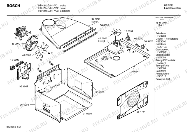 Взрыв-схема плиты (духовки) Bosch HBN214G - Схема узла 02