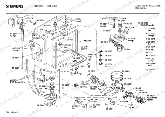 Схема №2 SN24306 с изображением Панель для электропосудомоечной машины Siemens 00284389