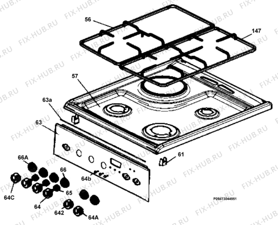 Взрыв-схема плиты (духовки) Electrolux EKM513504X - Схема узла Section 4