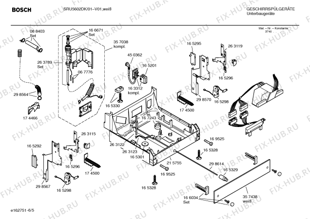 Взрыв-схема посудомоечной машины Bosch SRU5602DK - Схема узла 05