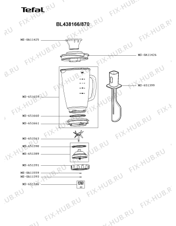 Взрыв-схема блендера (миксера) Tefal BL438166/870 - Схема узла IP005985.0P2