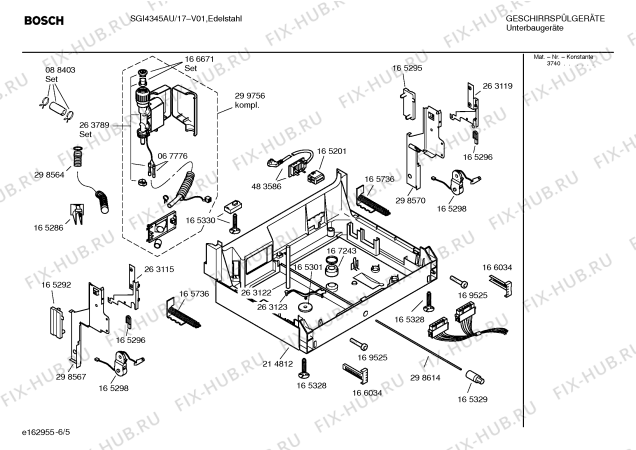Взрыв-схема посудомоечной машины Bosch SGI4345AU - Схема узла 05