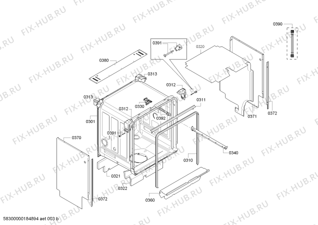 Взрыв-схема посудомоечной машины Bosch SMI85M95DE Exclusiv, Made in Germany - Схема узла 03
