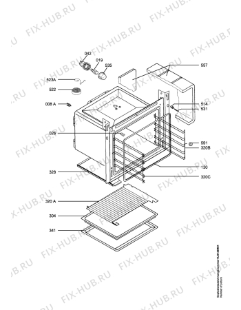 Взрыв-схема плиты (духовки) Juno Electrolux JEB56301E - Схема узла Oven