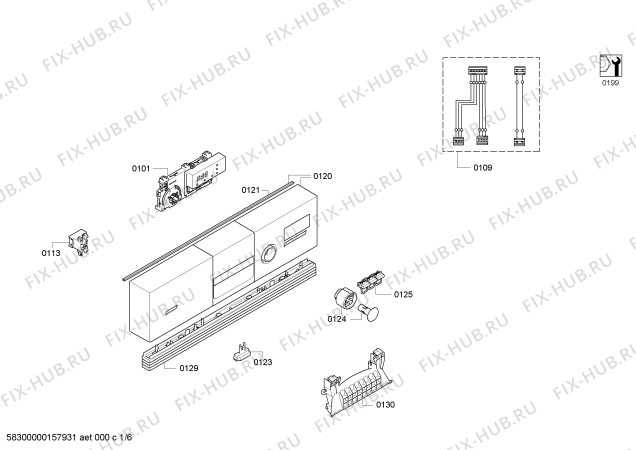 Схема №1 SR55E203EU с изображением Передняя панель для посудомойки Siemens 00708038