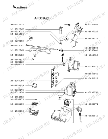 Взрыв-схема микроволновой печи Moulinex AFB32Q(0) - Схема узла 9P002016.9P2