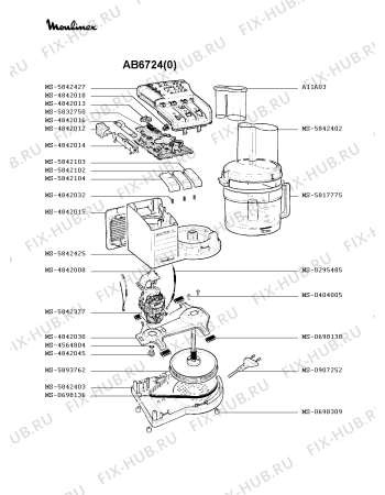 Взрыв-схема кухонного комбайна Moulinex AB6724(0) - Схема узла HP000451.7P2