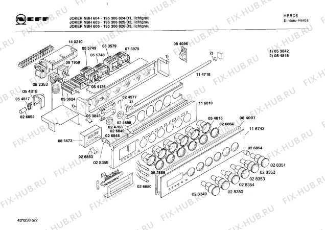 Взрыв-схема плиты (духовки) Neff 195306825 JOKER NBH 605 - Схема узла 02