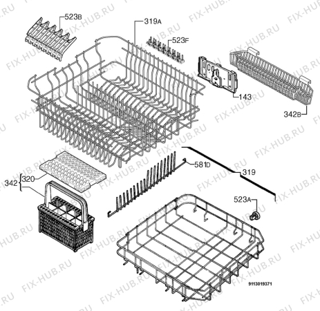 Взрыв-схема посудомоечной машины Etna AFI8529ZT/E04 - Схема узла Basket 160