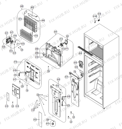 Взрыв-схема холодильника Gorenje NRF7181AX (505535, HZZS44764) - Схема узла 02