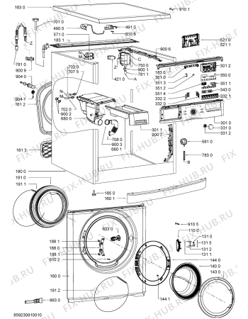 Схема №2 AWO/C 61400 с изображением Обшивка для стиральной машины Whirlpool 481010418504