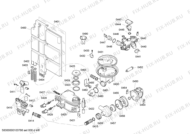Взрыв-схема посудомоечной машины Bosch SGV45M13EU - Схема узла 04
