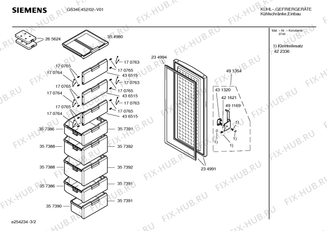 Взрыв-схема холодильника Siemens GS34E452 - Схема узла 02