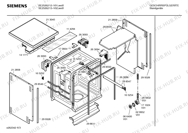 Схема №1 SE25262 JOKER с изображением Инструкция по эксплуатации для посудомойки Siemens 00522421