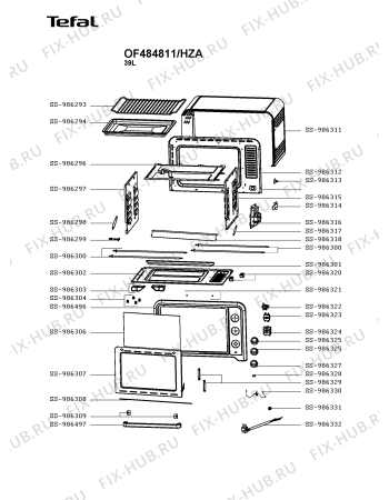 Схема №1 OF484811/HZA с изображением Рукоятка для электропечи Tefal SS-986497