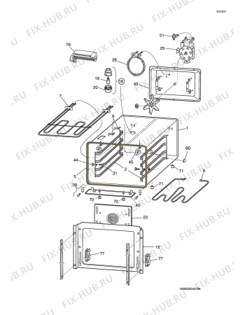 Взрыв-схема плиты (духовки) Husqvarna Electrolux QUE590W - Схема узла H20 Oven primary (large) D